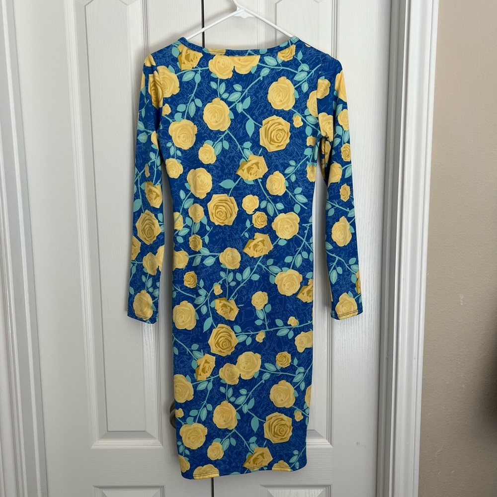 LuLaRoe yellow rose sheath dress, XXS